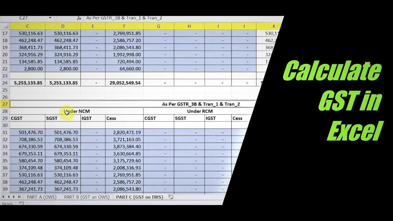GST Calculate In Excel Hindi Audio में || हिन्दी में जाने GST Calculate..