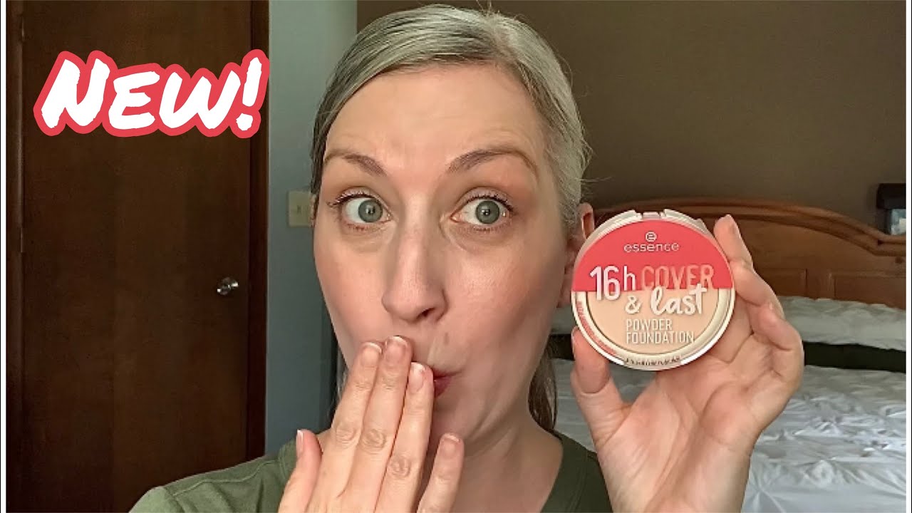 Essence 16hr Cover and Last Powder Foundation review demo first impression over 40 makeup