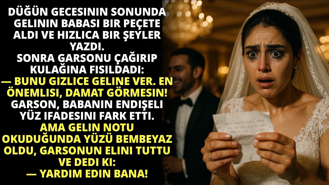 Düğünde baba bir not uzattı…Bir dakika sonra gelin titreyerek bağırdı: 