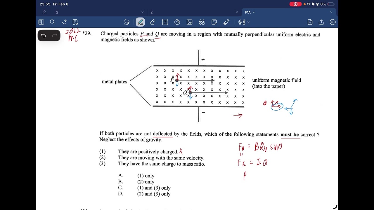 HKDSE Physics 2022 1A Q29 E and B fields 