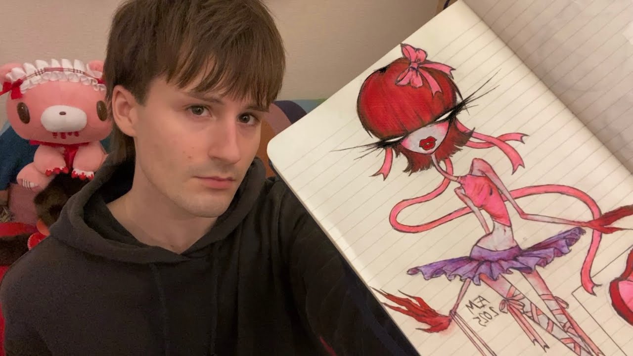 drawing an emo ballerina ASMR