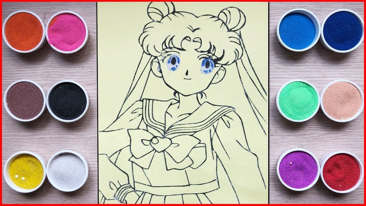 Đồ chơi TÔ MÀU TRANH CÁT THỦY THỦ MẶT TRĂNG - Colored sand painting sailor moon (Chim Xinh)