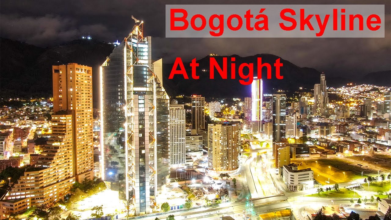 Bogota Skyline Atrio day and night Drone