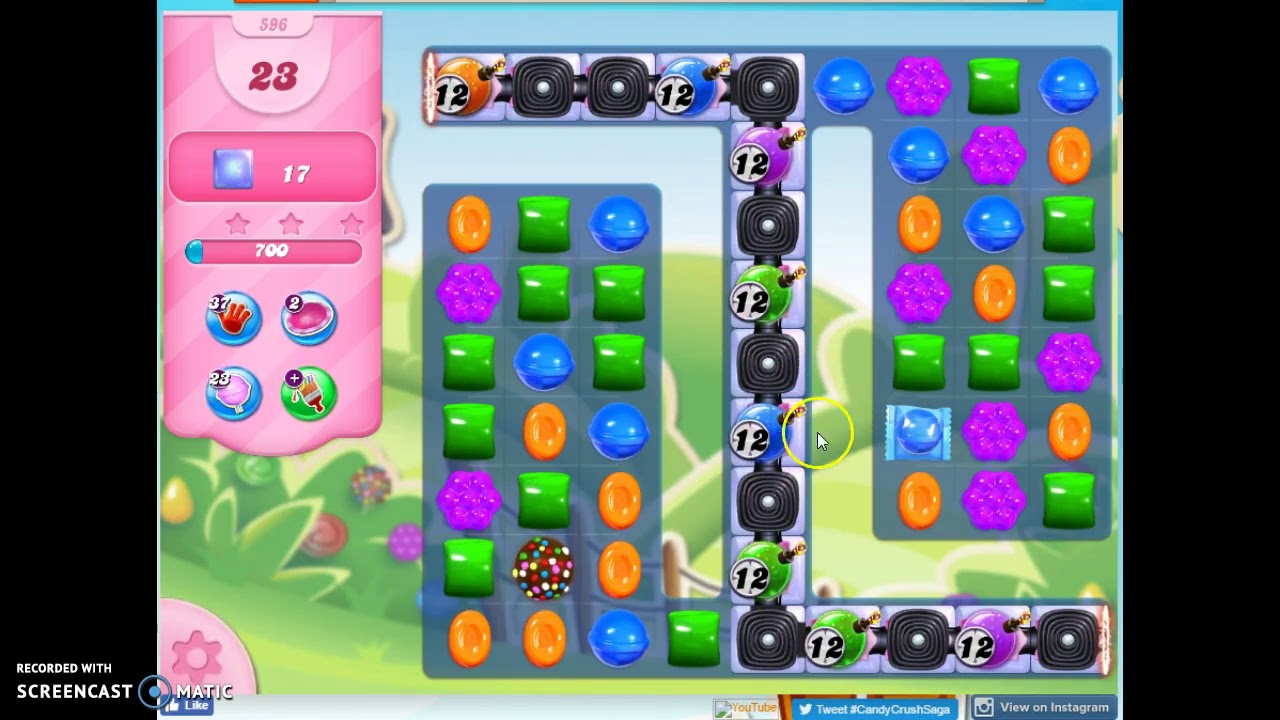 Candy Crush Level 596 Audio Talkthrough, 2 Stars 0 Boosters