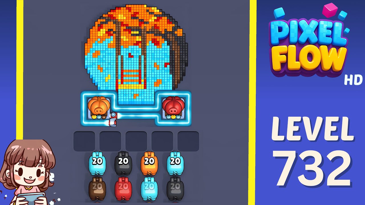 Pixel Flow Level 732 Solution Walkthrough