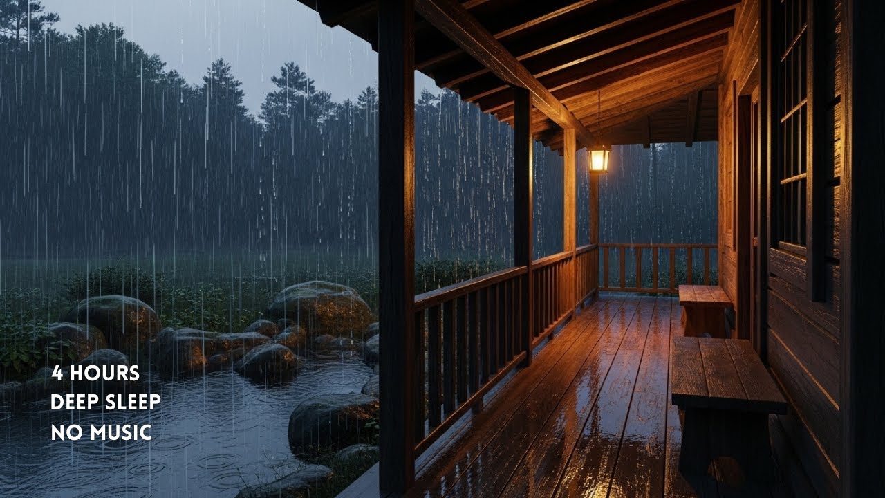 Heavy Night Rain Sounds for Deep Sleep 🌧️ Real Rain on Wooden Veranda
