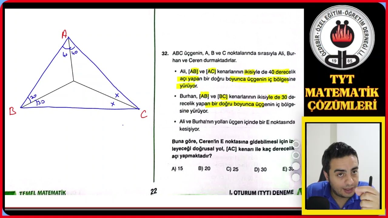 2025 ÖZDEBİR TÜRKİYE GENELİ İLK PROVA TYT DENEME SINAVI GEOMETRİ ÇÖZÜMLERİ TEK PART (31-40)