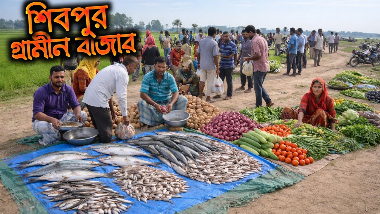 খোলা আকাশের নিচে বসেছে শিবপুর গ্রামীন বাজার | টাটকা সাক সবজি তাজা মাছ ভরপুর