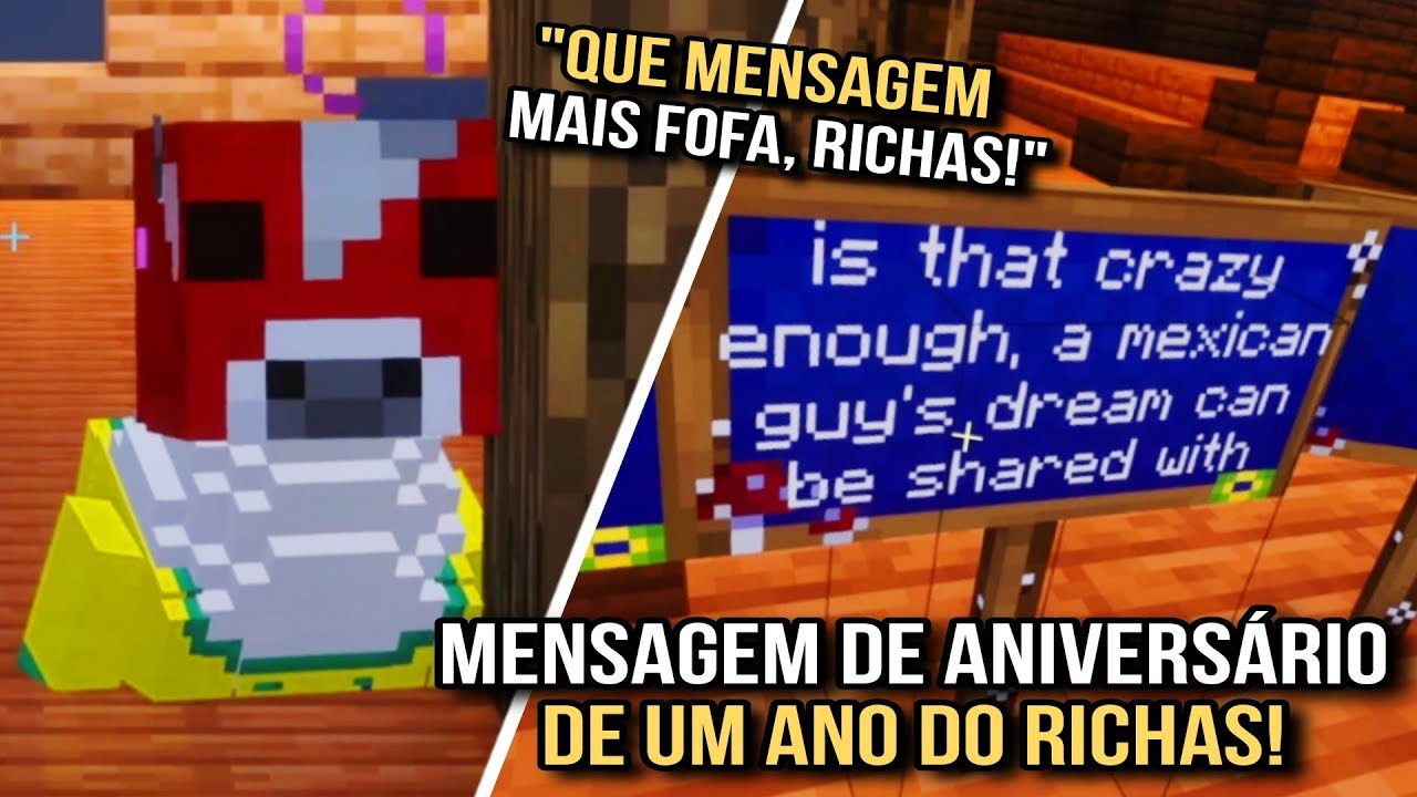 A MENSAGEM DE ANIVERSÁRIO DO RICHAS CITANDO O QUACKITY, MUITO FOFO 😍 (Legendado) | QSMP