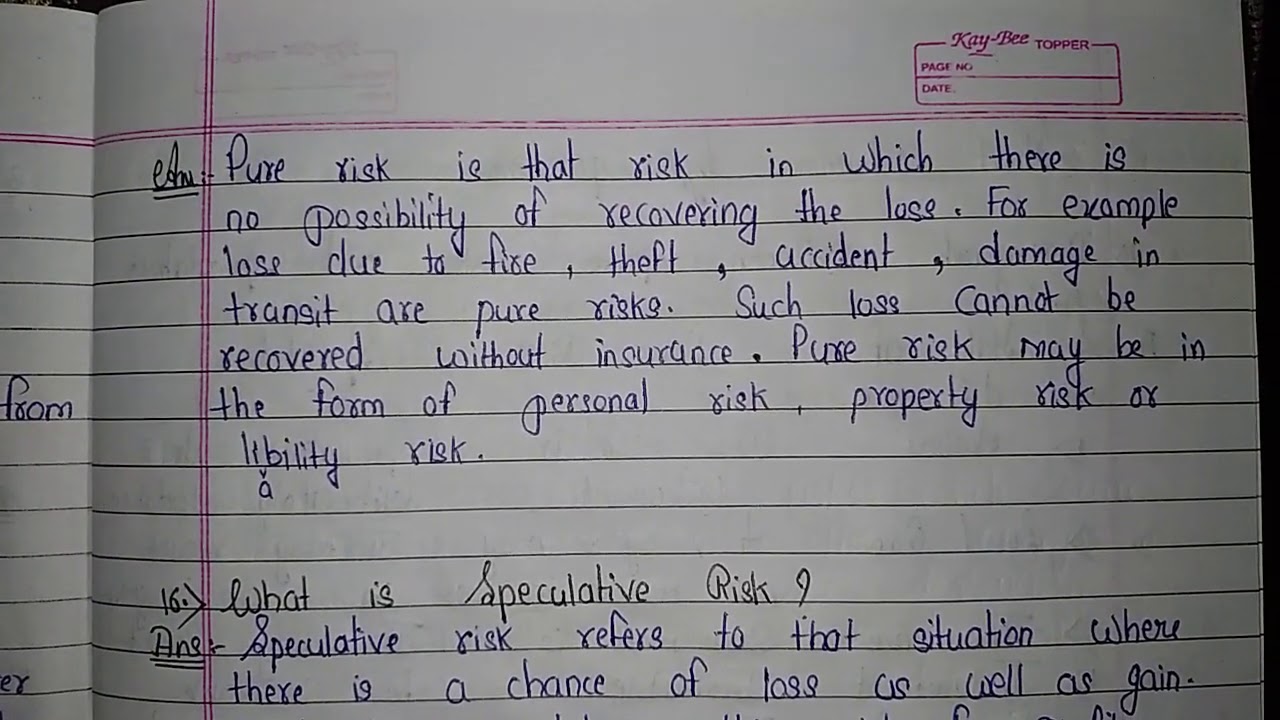 What is Pure Risk and Speculative Risk? | Business studies | Class 11.