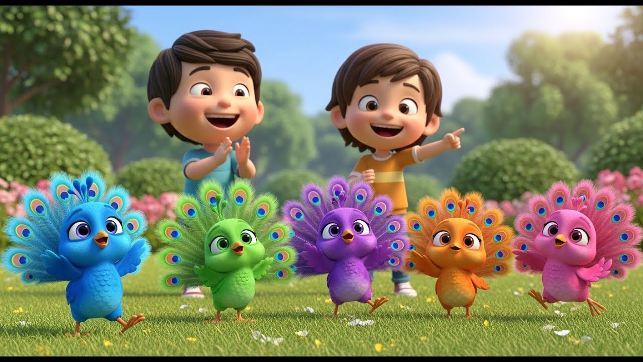 Five Little Peacocks Strut Strut Strut 🦚 | Beautiful Bird Song & Counting Rhyme