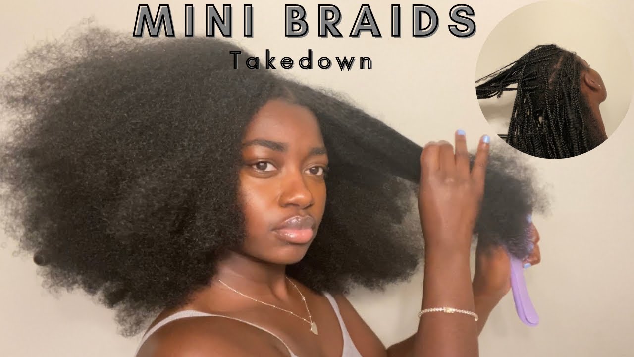 Natural Hair Mini Braids Take Down| ASMR Bushing Video
