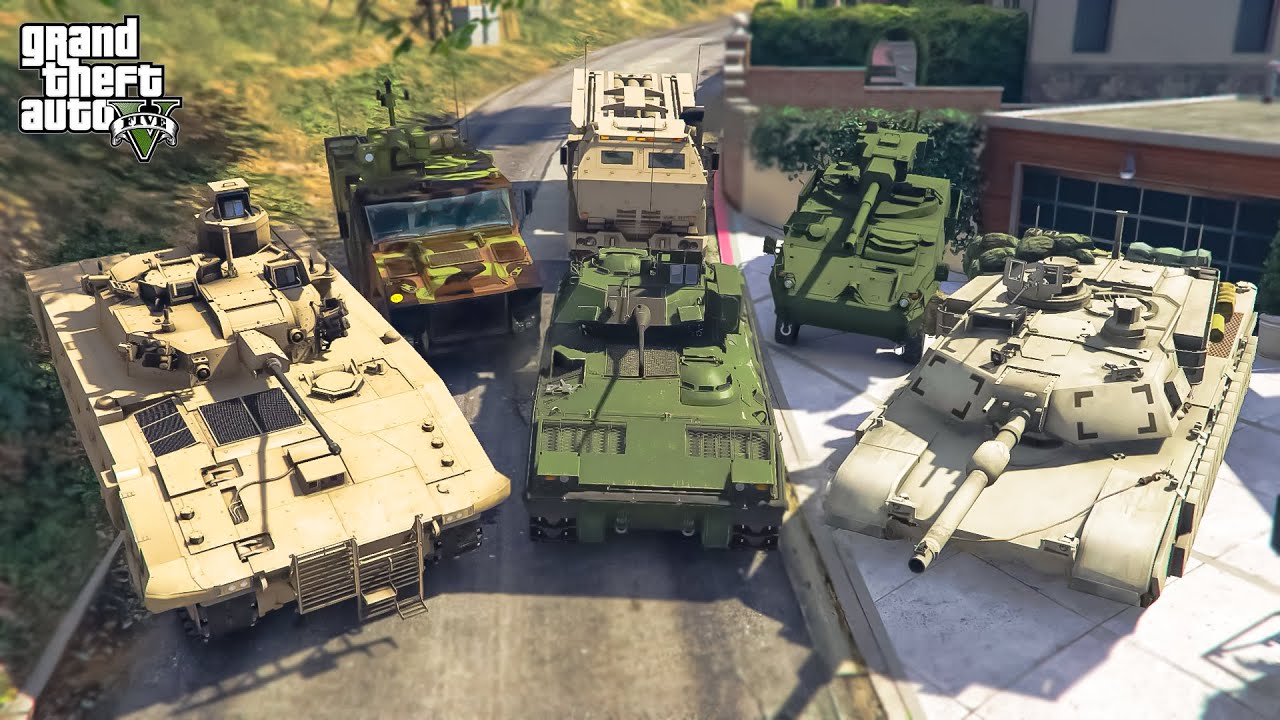 GTA 5 - Franklin Steal MILITARY Vehicles [USA,France,Britain] in GTA V! | (GTA V roleplay)