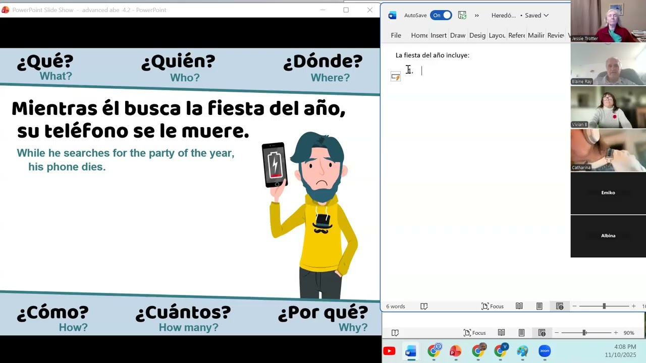 Spanish 3 - Lesson 4.2 -  Interact a story 2 - Day 2  november 10, 2025