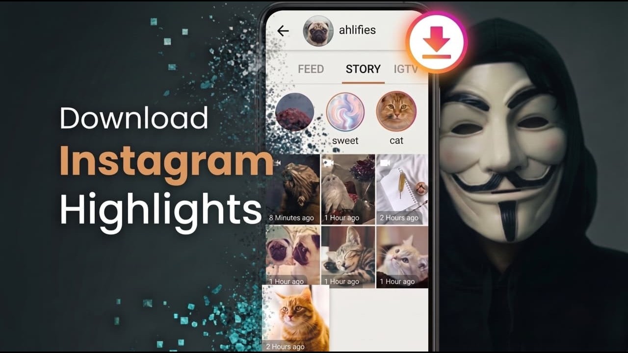 Masked Guy Teaches How to Download Instagram Story Highlights in Bulk