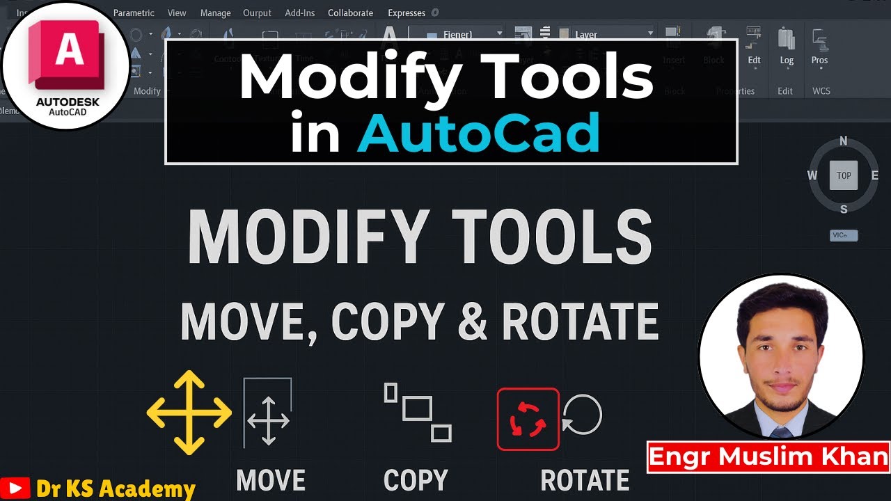 Modify Tools in AutoCAD | Move, Copy & Rotate | Step By Step Explained | Dr KS Academy