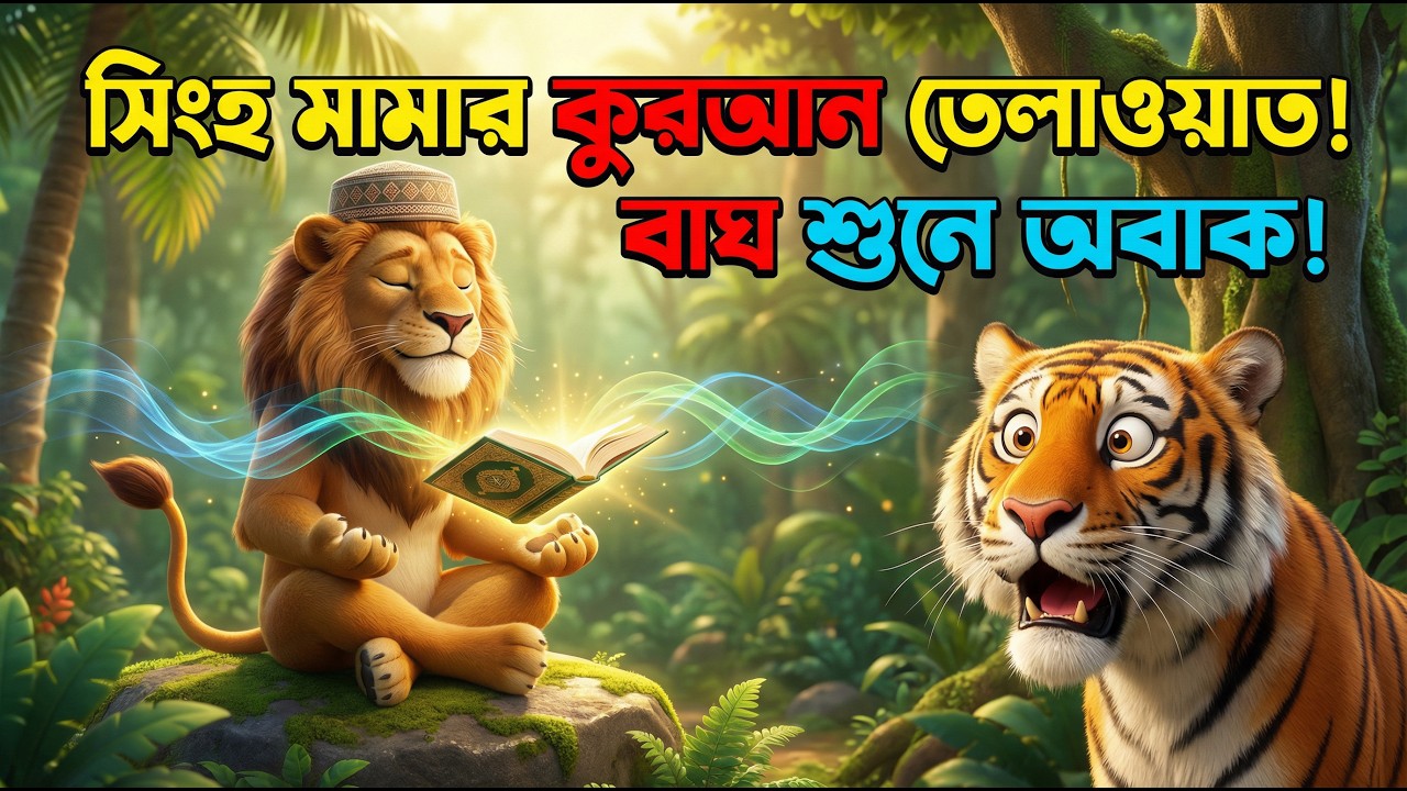 যখন সিংহ মামা কোরআন তেলাওয়াত করে! বাঘ মামা তো অবাক! 🐯🦁 | ছোটদের ইসলামিক কার্টুন