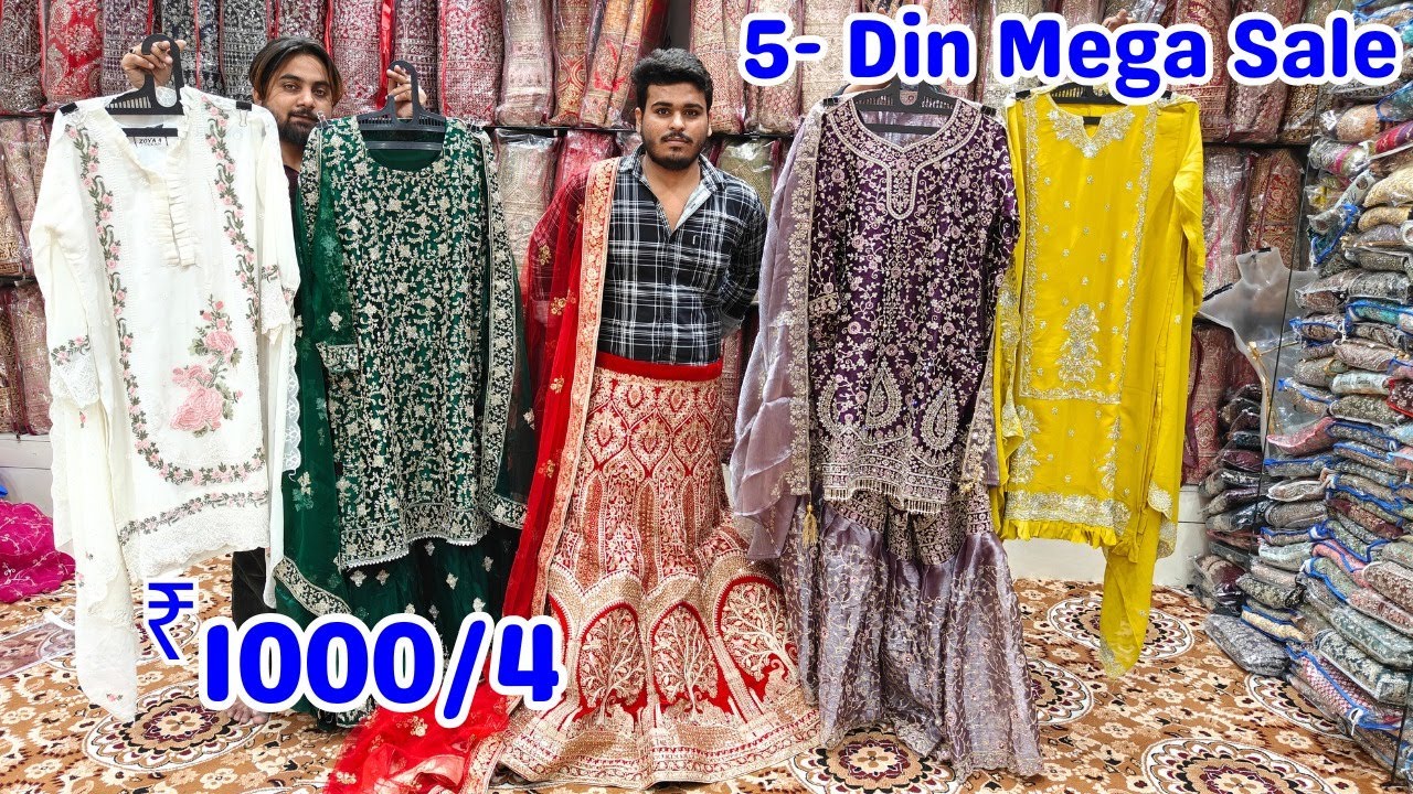 Mega 5- Din Sale ₹ 1000/4 Cotton Suits Burqa Pakistani Partywear Suits Gharara Plazzo Upto 5XL