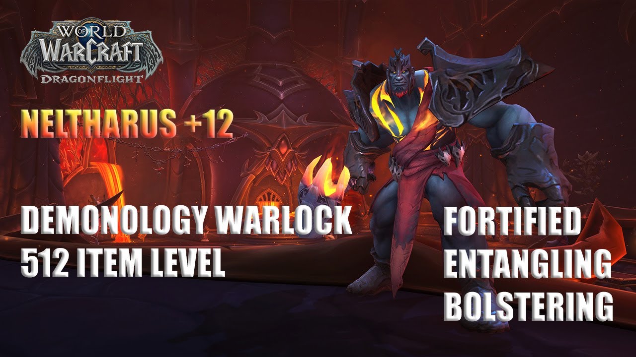 +12 Neltharus | Demonology Warlock POV  M+ Dragonflight Season 4 Mythic Plus 10.2.6 4K