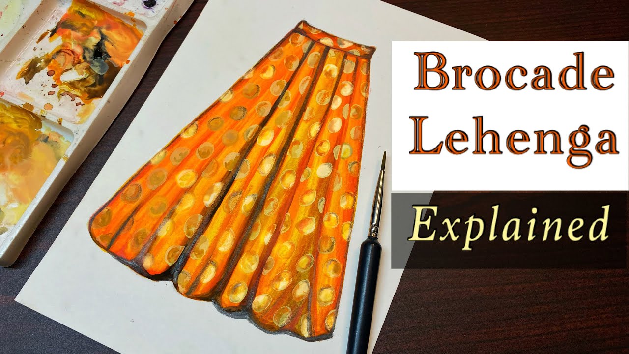Brocade Lehenga | Fashion Illustration | Art Studio by Srabani