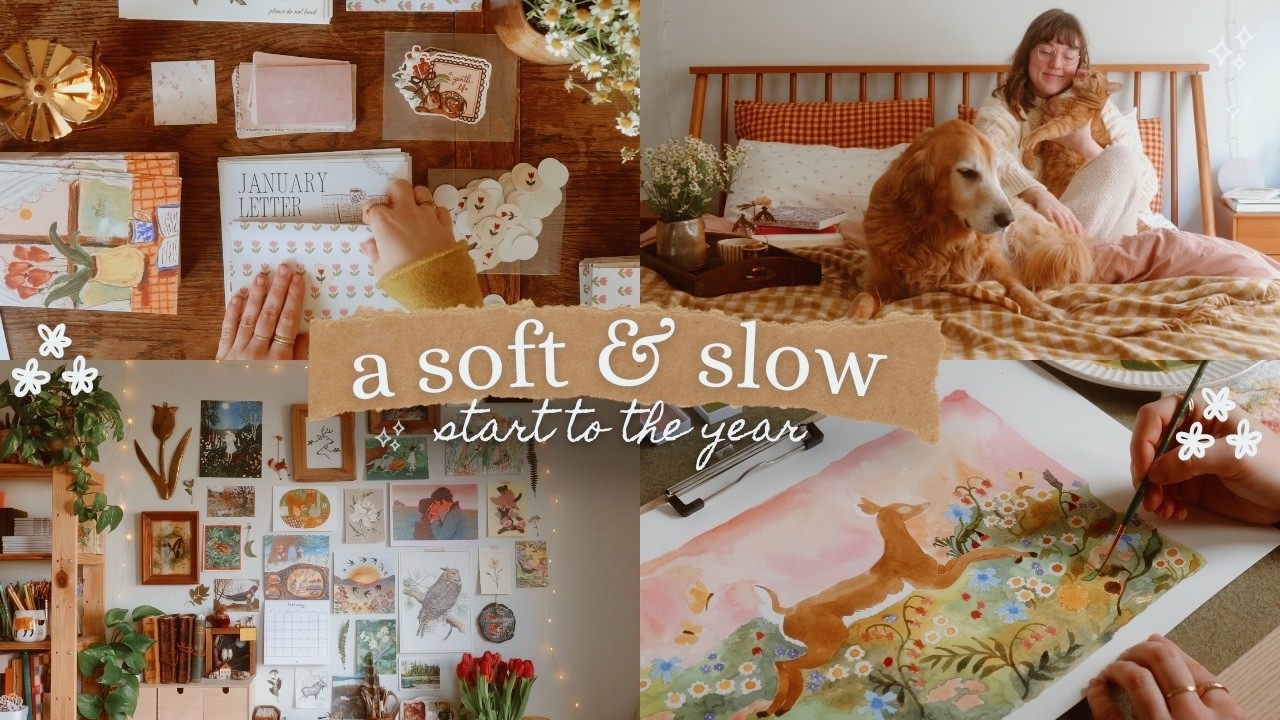 A Gentle Start to the Year🌷🌞✨ a cozy morning, watercolor painting, studio moments & pops of spring