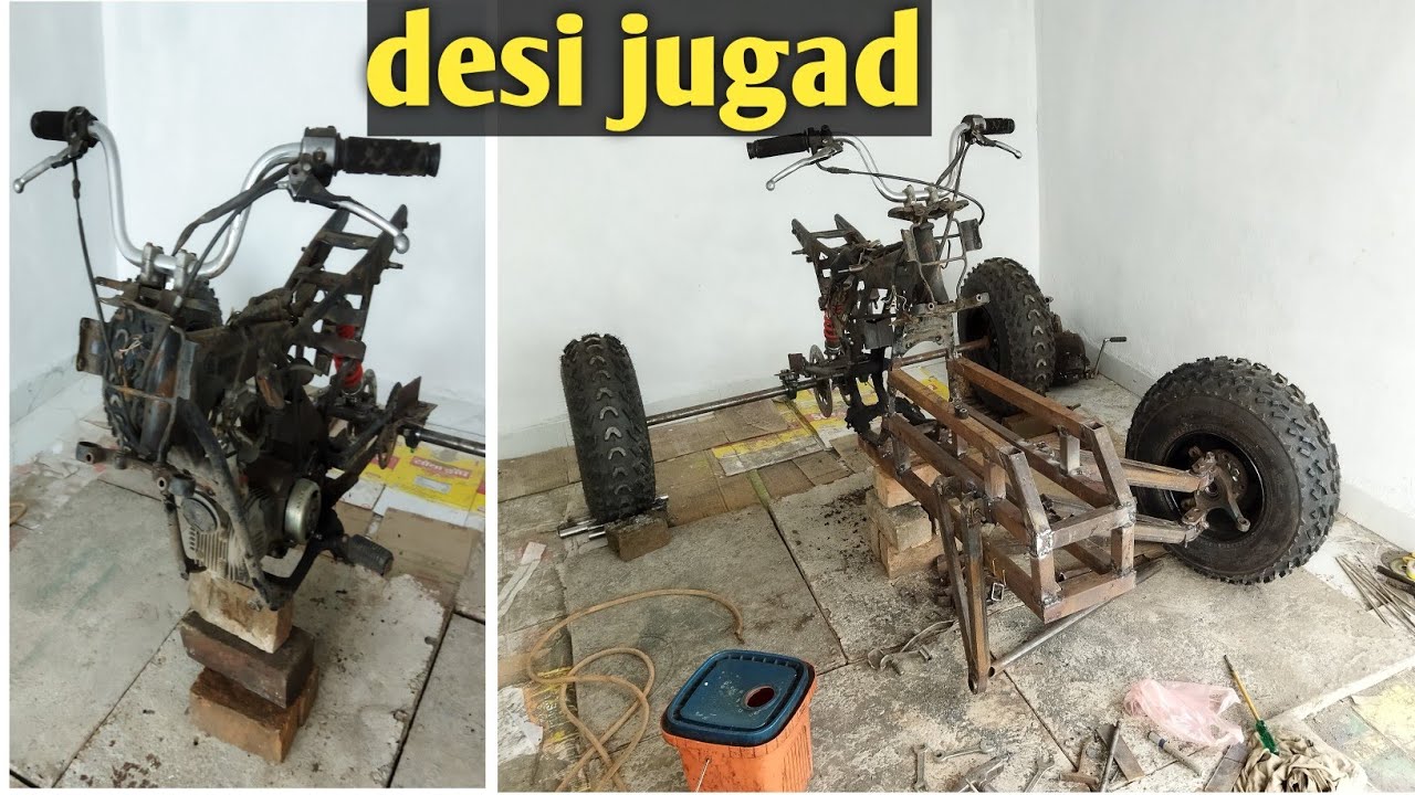 Two wheeler bike convert intu four Wheeler bike / desi jugad se banai  bike two four wheelar