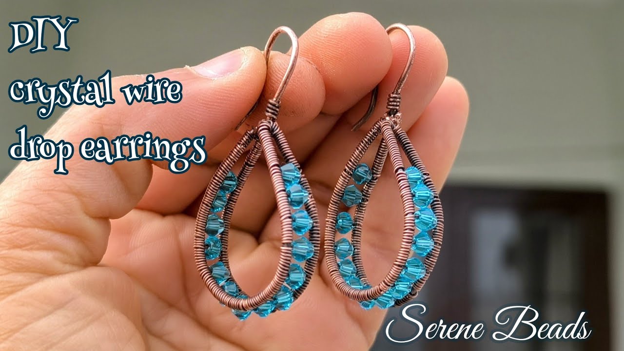 Wire wrapped drop earrings  | Crystal wire earrings | Drop earrings tutorial