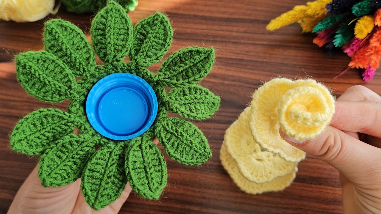 3D⚡💯Wow Amazing 💯👌How to make an eye-catching crochet flower  ?How to  knit pots and flower.