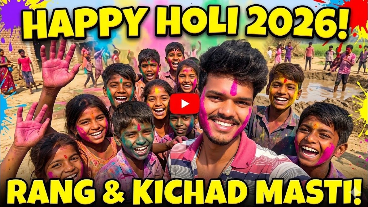 Happy Holi 2026 | Gaon Mein Rangon Or Kichad ka Tyohaar | Desi Holi Vlog