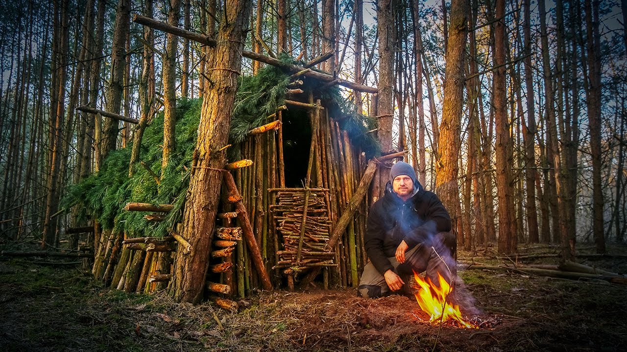 Primitive Technology: Wood Roof Hut Fanvideo
