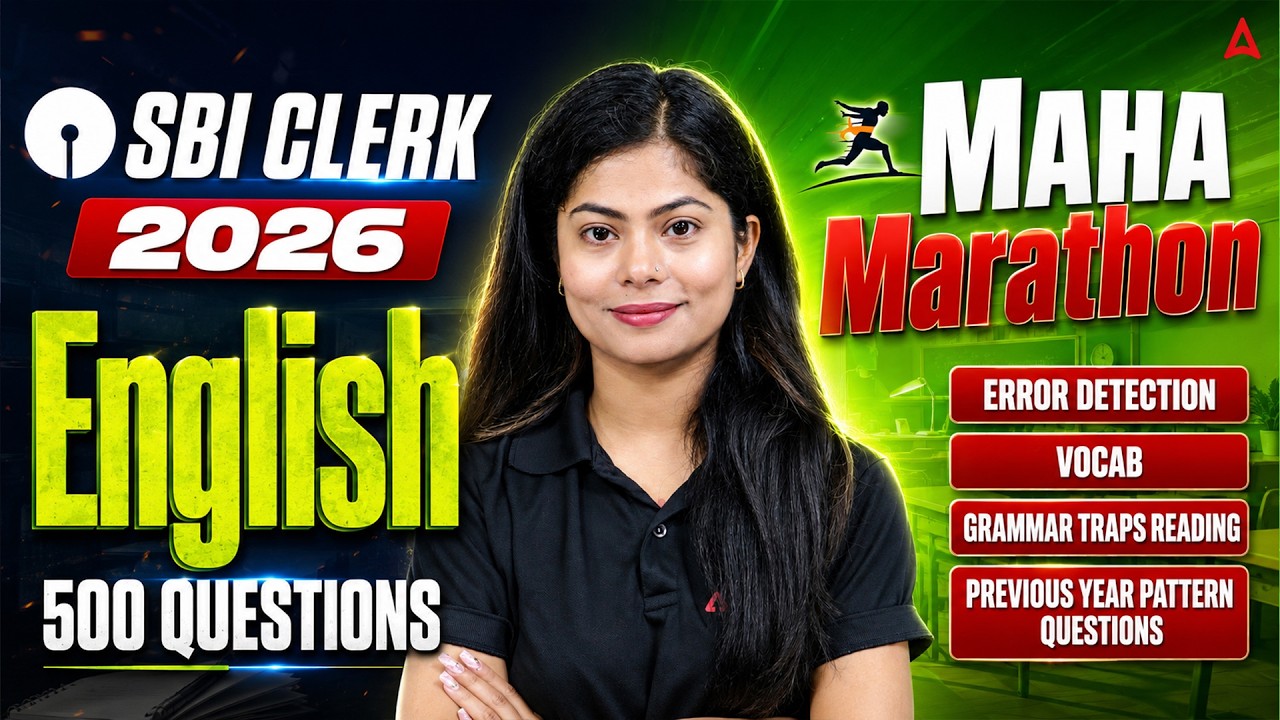 SBI Clerk 2026 English Maha Marathon | 500 Questions | Error Detection, Vocab, Grammar & More