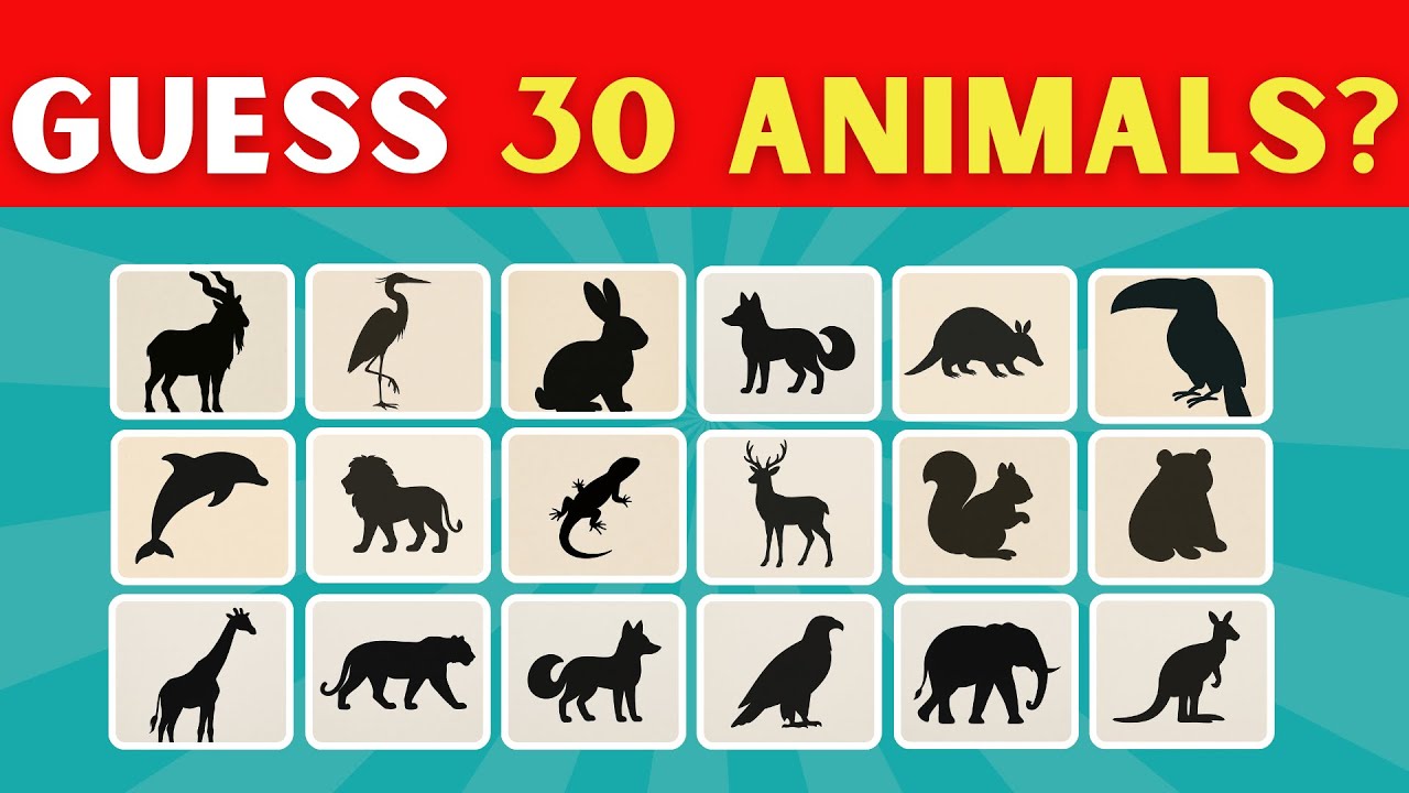 Guess the Animal by Shadow Challenge 🐾 | Fun Quiz Game | 30 Animals to Test Your Brain