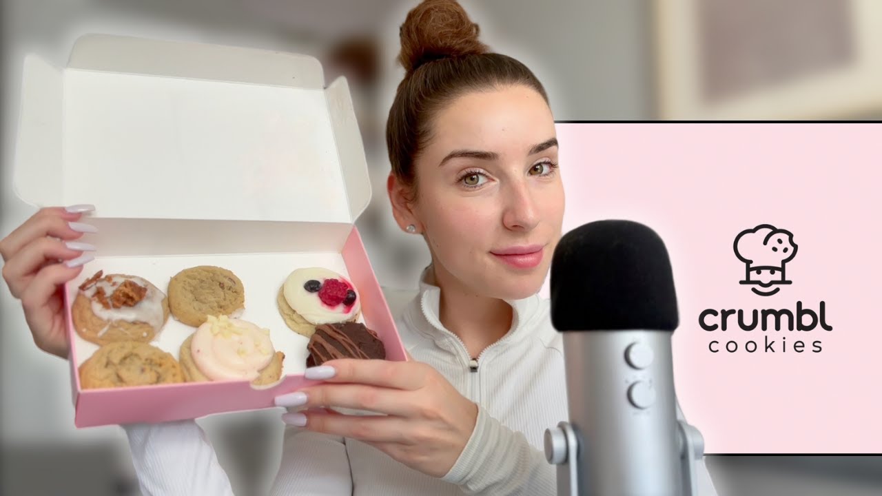 ASMR Trying Crumbl Cookies & Whispered Ramble 🍪