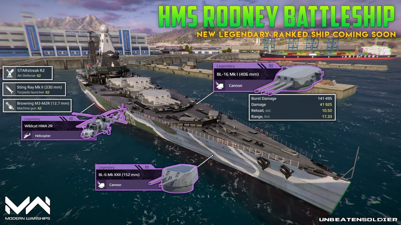 Modern Warships : HMS Rodney Battleship full stats and Test Drive 🥳 || MW
