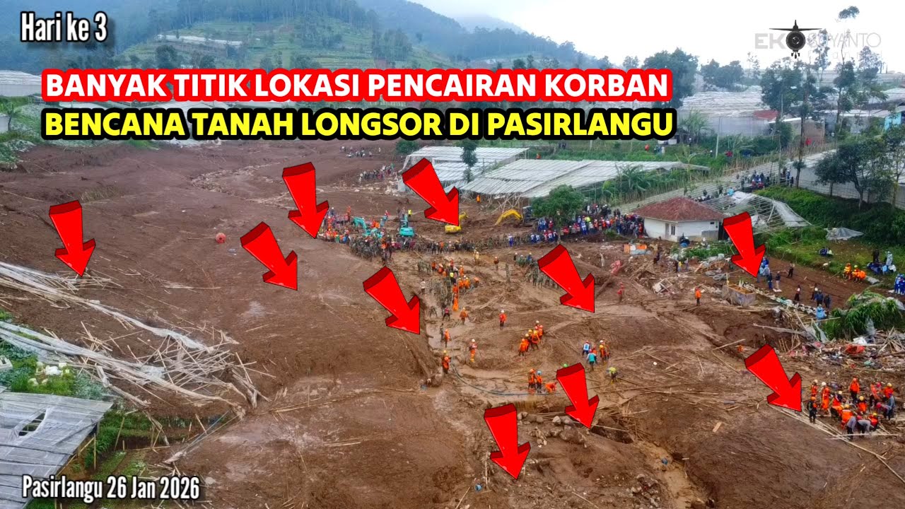 🔴 Ngeri TERKUBUR LUMPUR ‼️😥Visual Darat & Udara TIM SAR Terus mencari Korban Longsor HR ke 3
