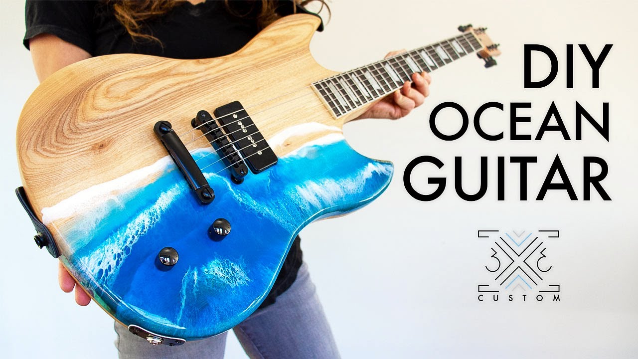 Making a Les Paul Jr. Inspired Guitar with an Epoxy Ocean Pour // DIY Guitar Build