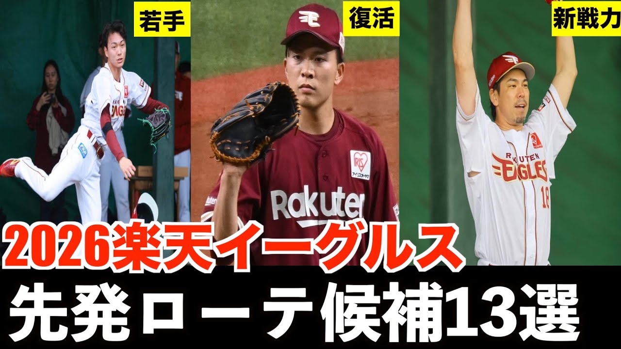 【充実】楽天イーグルス2026年先発ローテーション候補13選手！！