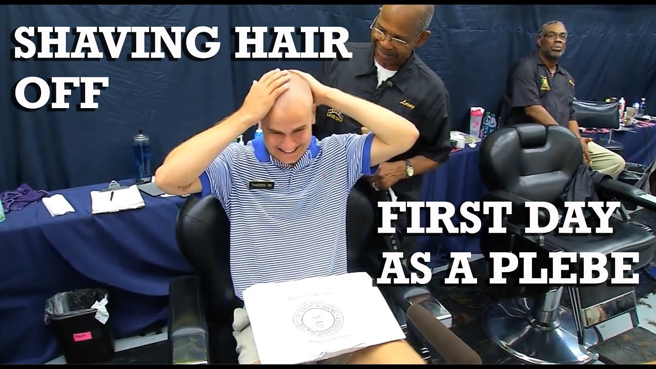 USNA Plebes Shaving All Their Hair Off On The First Day by 78-Year Old Barber