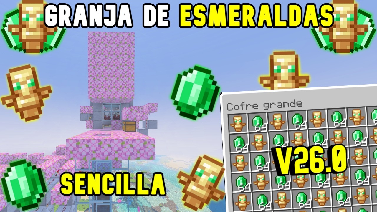 🟩Granja De Esmeraldas Super Sencilla Minecraft Bedrock V26.0 🟩