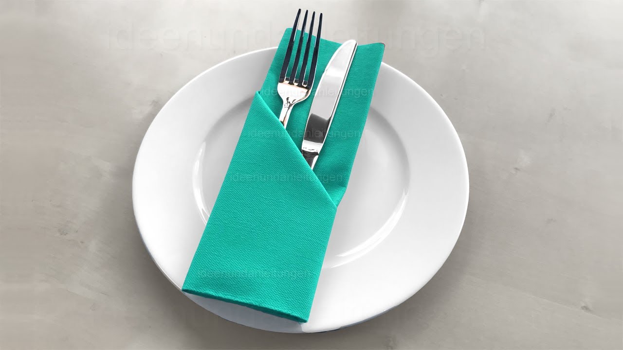 Servietten falten Bestecktasche. Tischdeko basteln f&uuml;r Ostern, Hochzeit, Weihnachten  oder Silvester