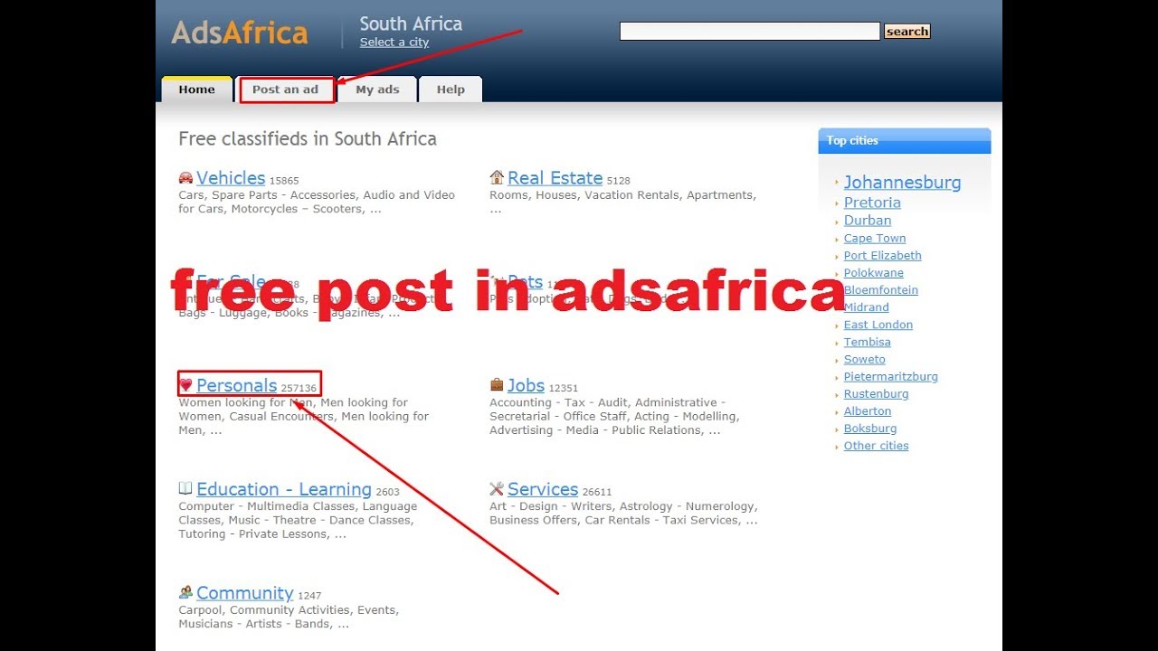 how to post in ads Africa site 2018 (Free Classifieds in South Africa)