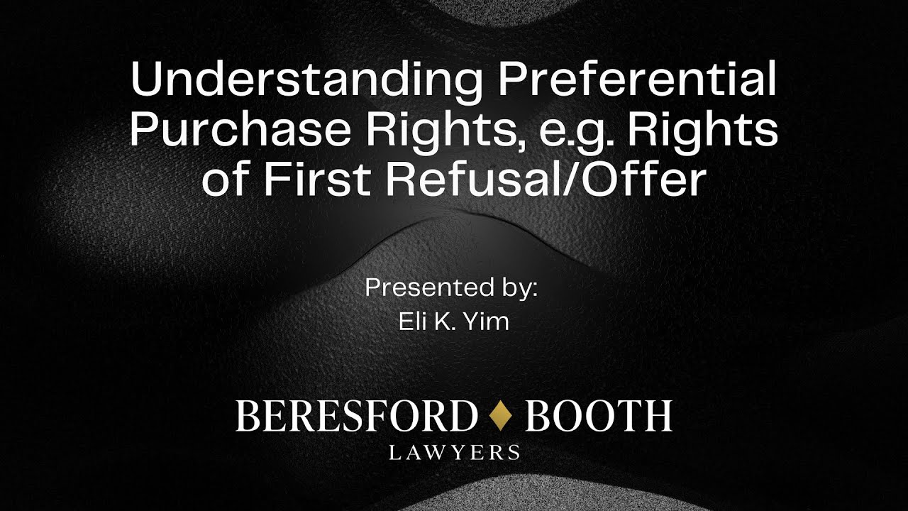 Understanding Preferential Purchase Rights, e.g.  Rights of First Refusal/Offer