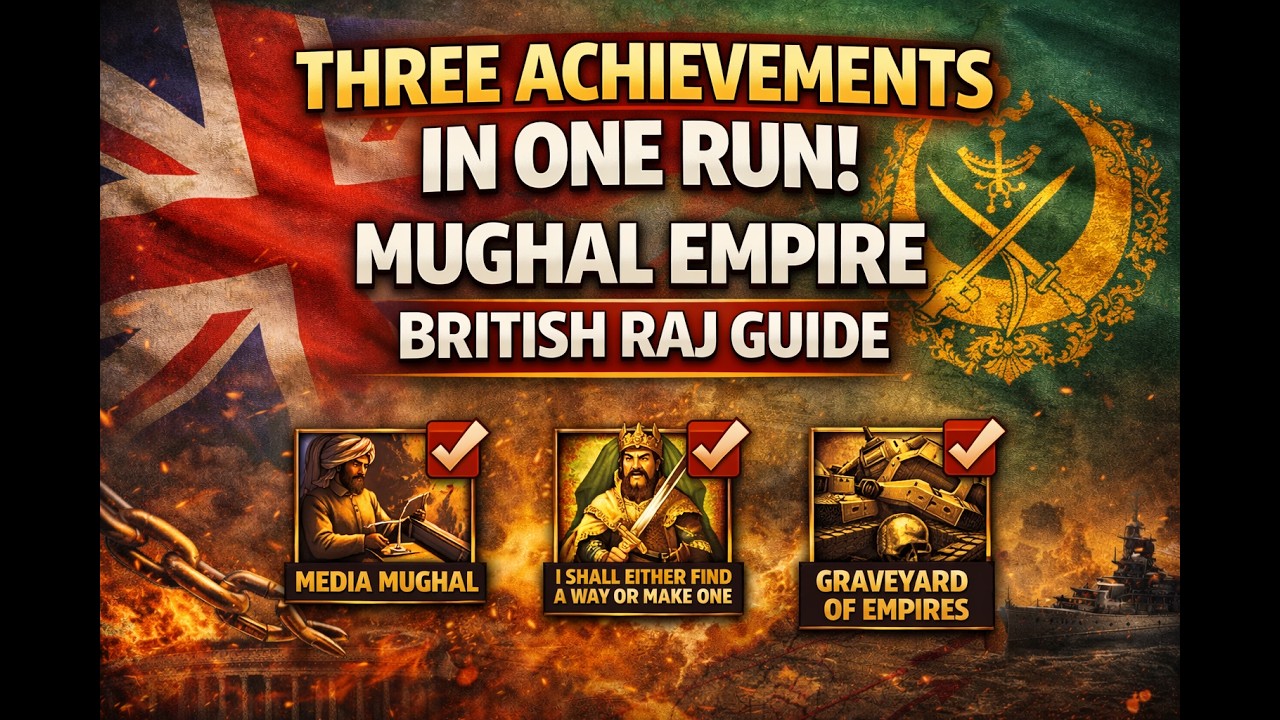 Three Achievements in One Run! | Mughal Empire / British Raj Achievement Guide | Hearts of Iron IV