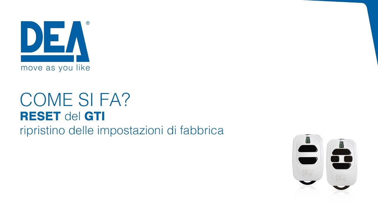 Radiocomando GTI - come eseguire il RESET