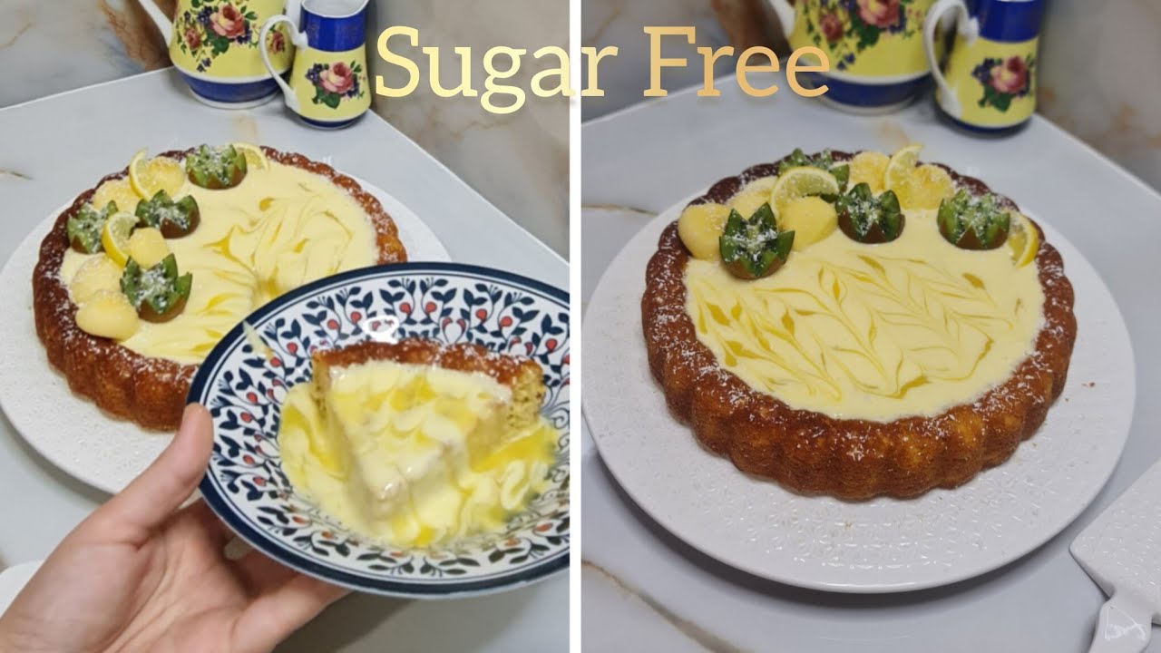 كيك صحي بدون سكر ولا زيت بكريمة حريرية وصوص الحوامض خورافي😋 أحسن حلا لبعد التراويح ,oranges cake