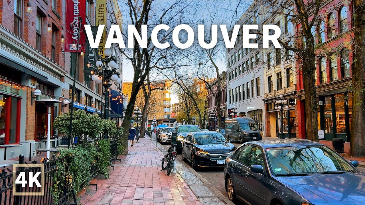 【4K】Downtown Vancouver Walk - Gastown | BC Canada (Binaural City Sounds)