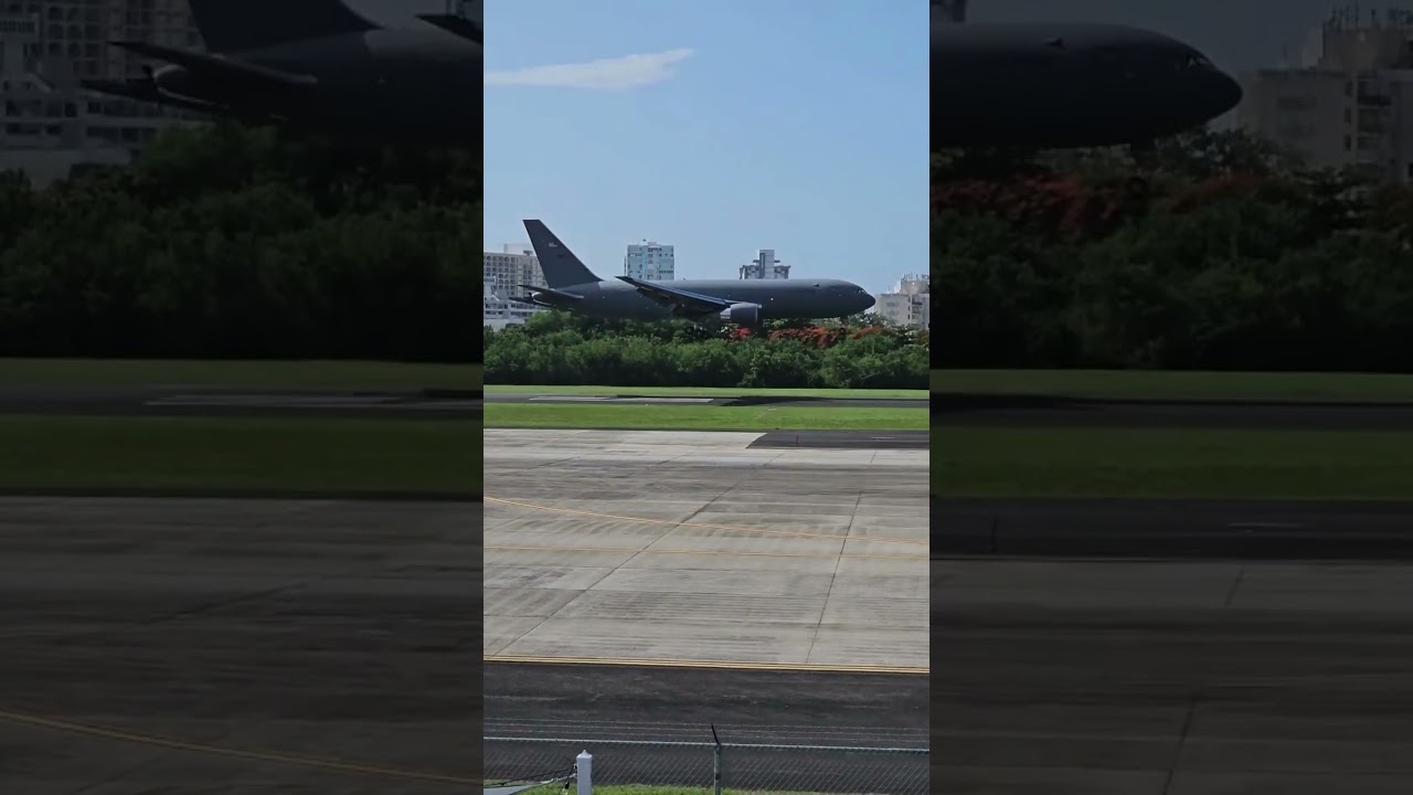 USAF Boeing KC -46A Pegasus landing at Luis Muñoz Marín International Airport in Puerto Rico (SJU).