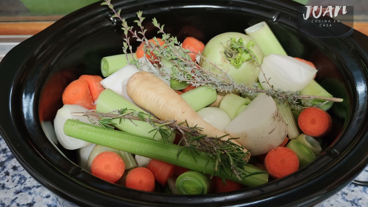 Caldo de verduras olla cocción lenta chupchup & Vegetable broth slow cooker chupchup