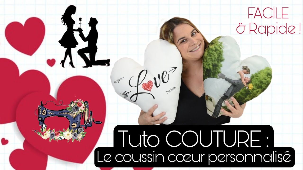 ❤️ TUTO (très) Facile : Coudre un coussin en forme de cœur , personnalisé ❤️ / By PopO x Tissu Print