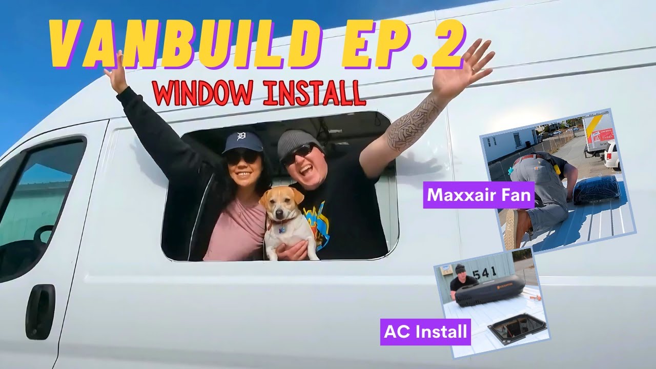 Van Build EP.2 Installing windows in our van.. plus Maxxair Fan & AC unit install!